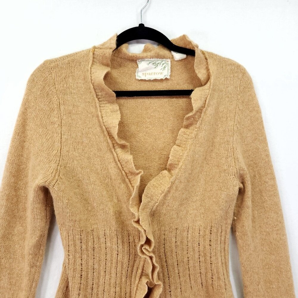 Anthropologie Sparrow Duster Cardigan Lambswool Angora Blend Beige Size Medium - Picture 8 of 14